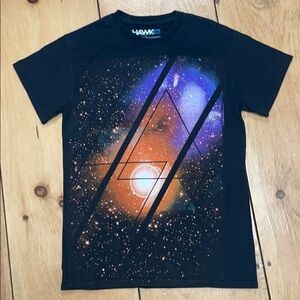 Tony Hawk Black Graphic  Colorful Galaxy Cosmo Tee, Excellent Graphics, S